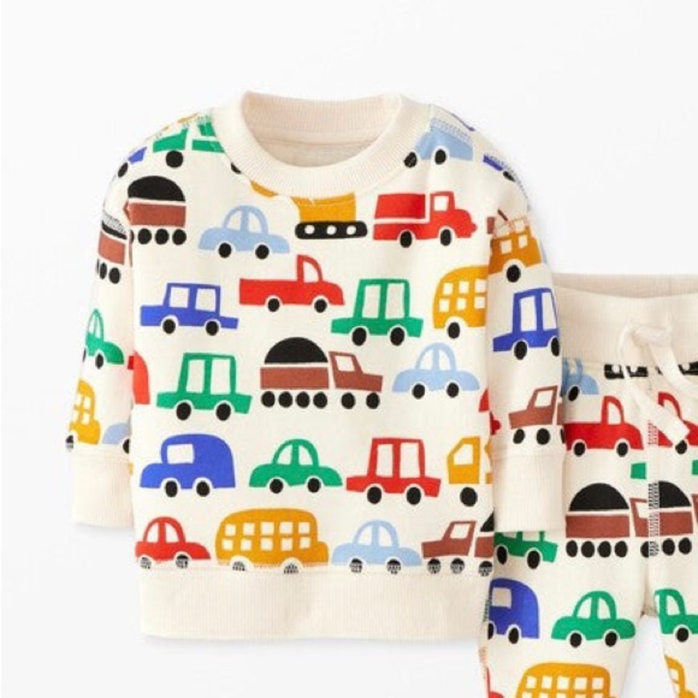 Hanna Andersson Car Truck Baby Print French Terry Top Shirt Cotton Rush Hour